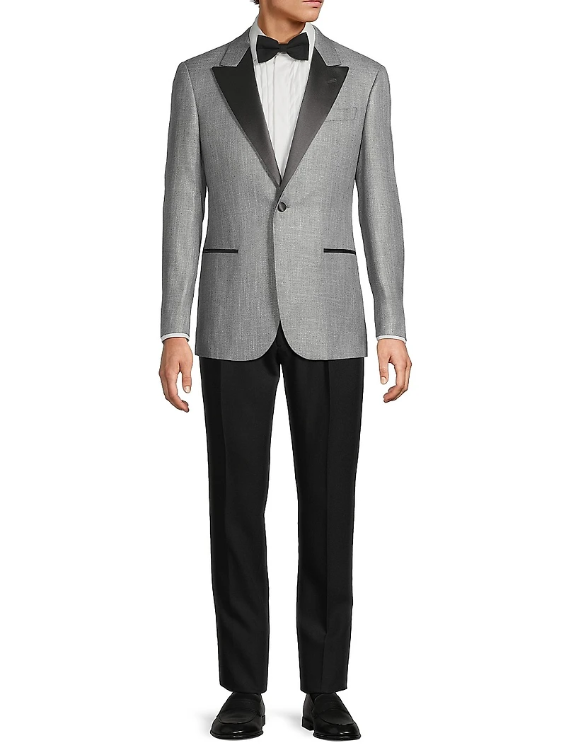 Satin-Lapel Woven Dinner Jacket