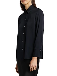 Silk Stretch Button-Front Shirt