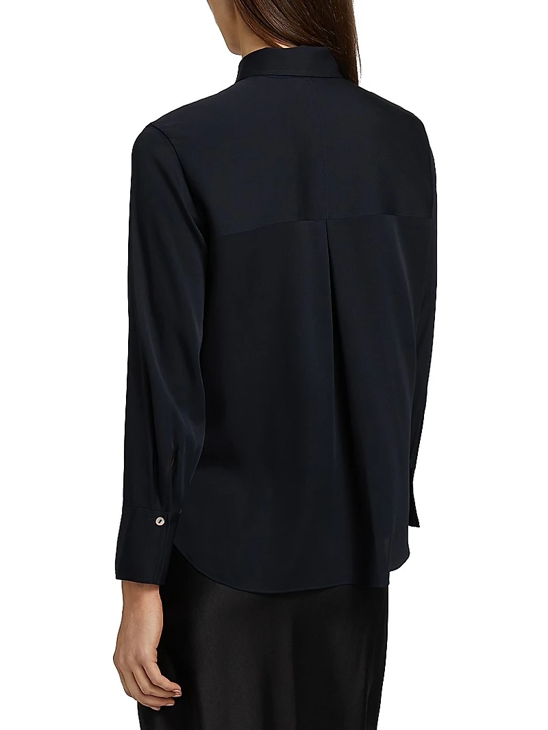 Silk Stretch Button-Front Shirt