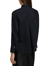 Silk Stretch Button-Front Shirt
