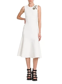 Beaded Floral Jersey Midi-Dress
