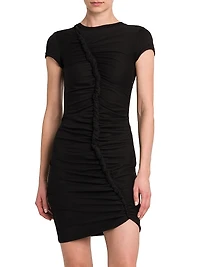 Gathered Cotton Body-Con Minidress