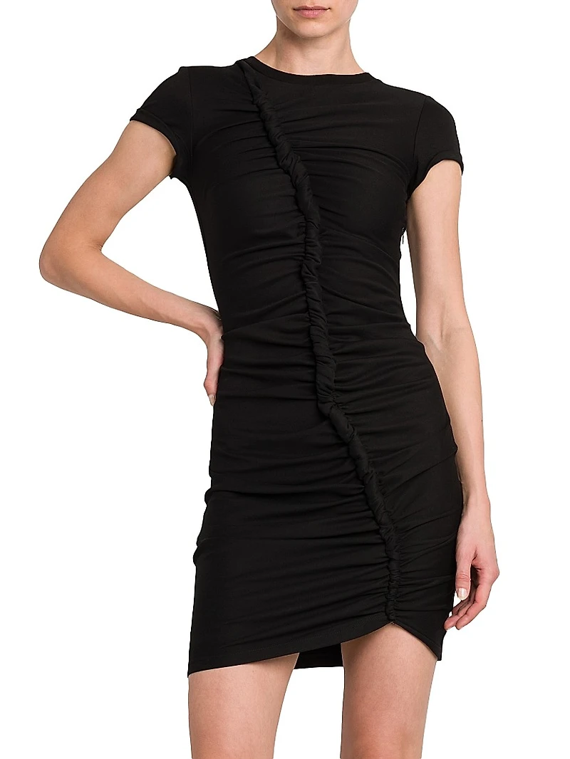 Gathered Cotton Body-Con Minidress