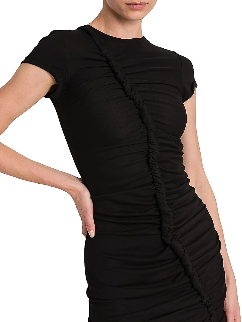 Gathered Cotton Body-Con Minidress