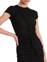 Gathered Cotton Body-Con Minidress