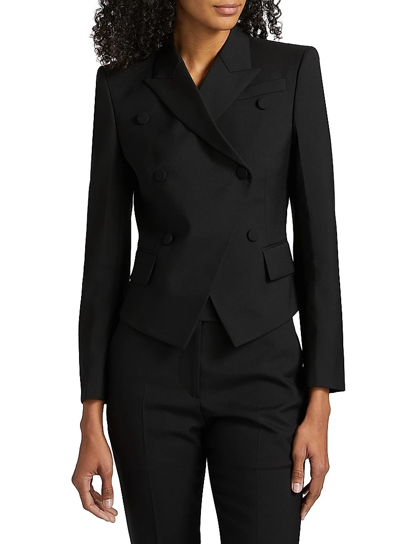 Colorblocked Wool Double-Breasted Jacket