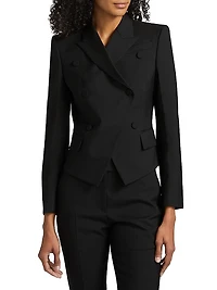 Colorblocked Wool Double-Breasted Jacket