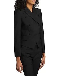 Colorblocked Wool Double-Breasted Jacket