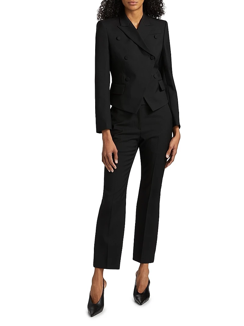 Colorblocked Wool Double-Breasted Jacket