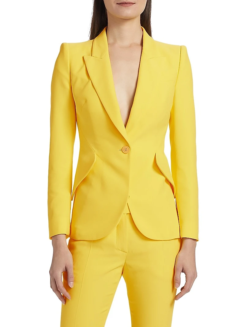 Peak Shoulder One-Button Blazer