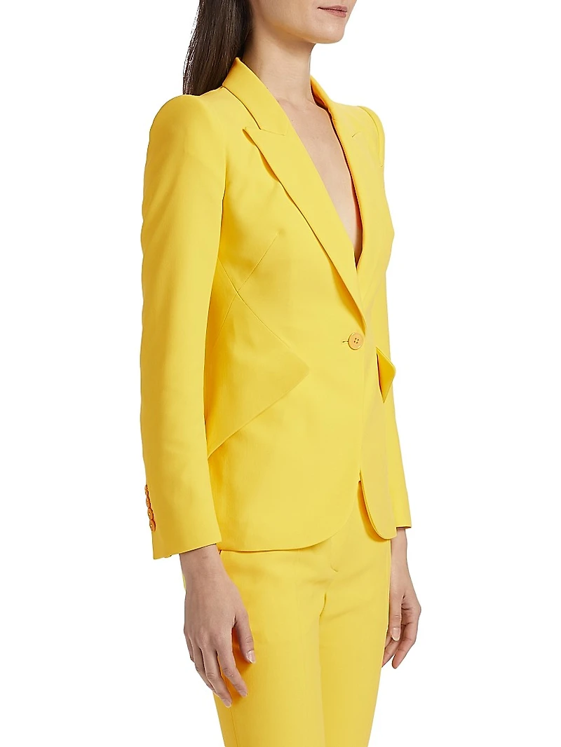 Peak Shoulder One-Button Blazer