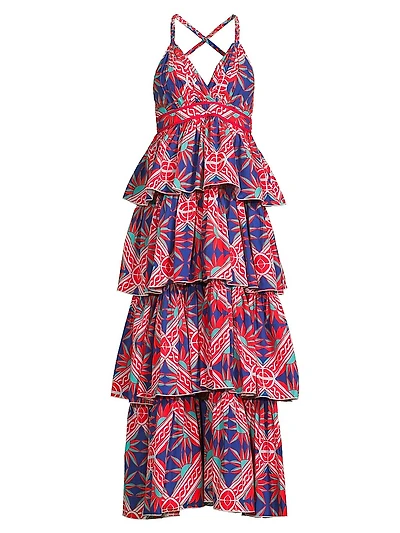 Nevada Geometric Tiered Maxi Dress