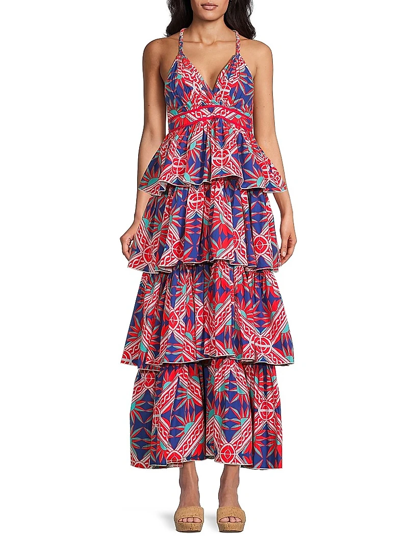 Nevada Geometric Tiered Maxi Dress