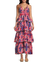 Nevada Geometric Tiered Maxi Dress