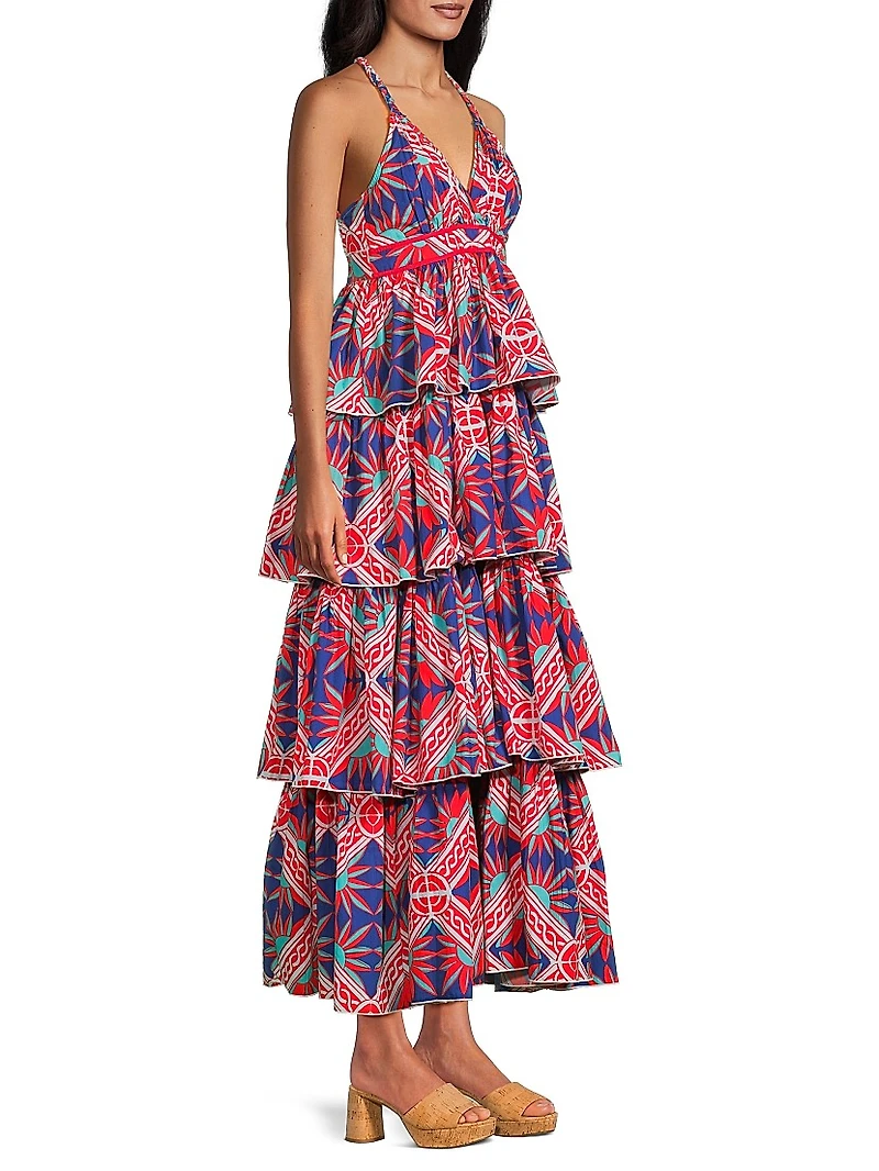Nevada Geometric Tiered Maxi Dress