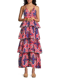 Nevada Geometric Tiered Maxi Dress