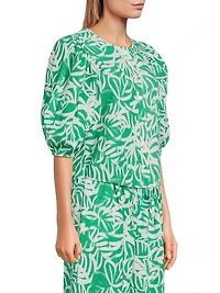 Charles Linen Leafy Blouse