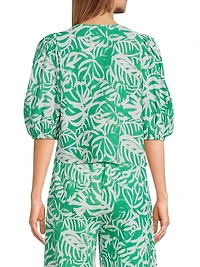 Charles Linen Leafy Blouse