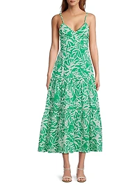 Brittany Leafy Tiered Midi-Dress