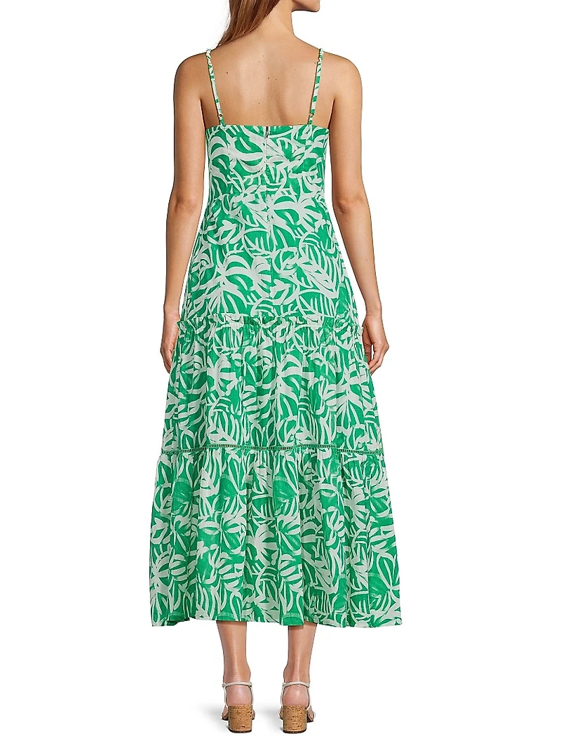 Brittany Leafy Tiered Midi-Dress