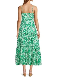 Brittany Leafy Tiered Midi-Dress
