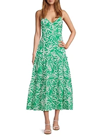 Brittany Leafy Tiered Midi-Dress