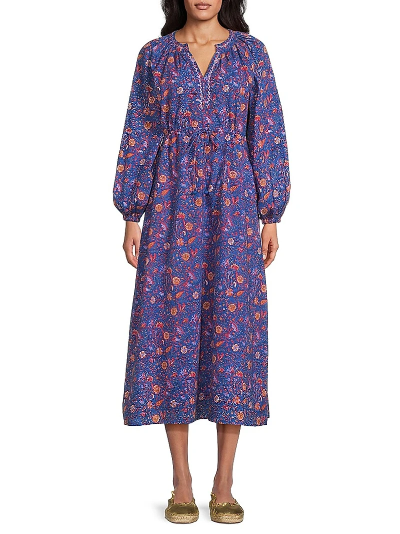 Amalfi Cotton Floral Midi Dress