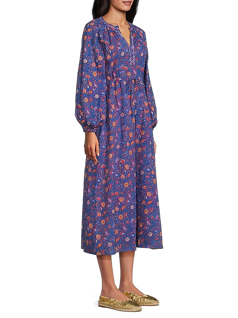 Amalfi Cotton Floral Midi Dress