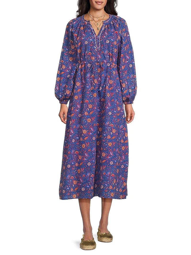 Amalfi Cotton Floral Midi Dress