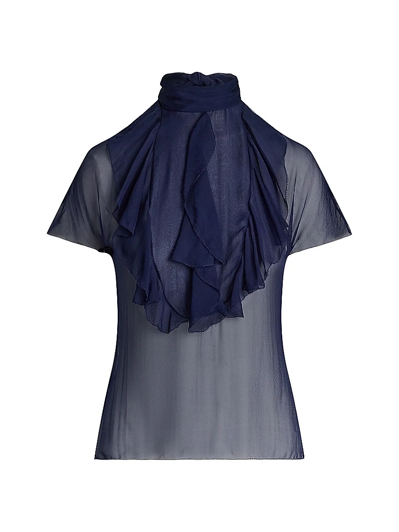 Etta Chiffon Short-Sleeve Blouse