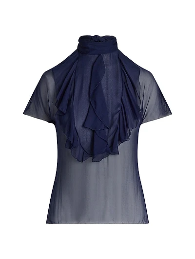 Etta Chiffon Short-Sleeve Blouse