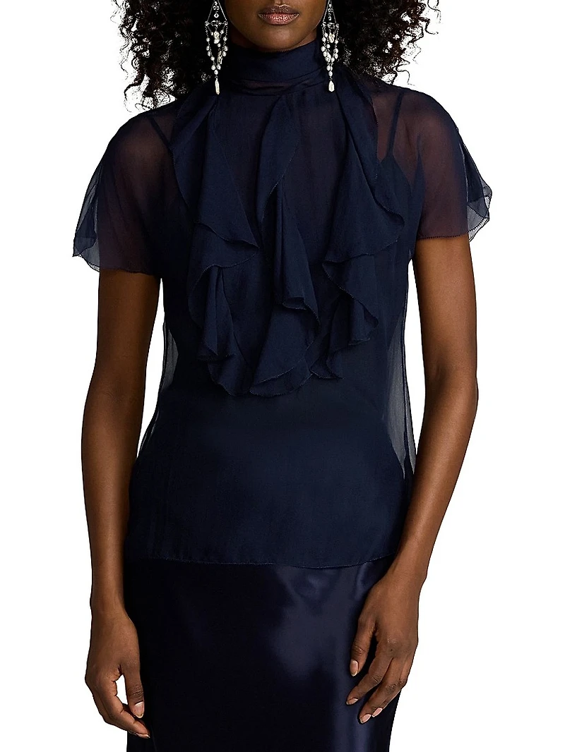 Etta Chiffon Short-Sleeve Blouse