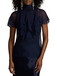 Etta Chiffon Short-Sleeve Blouse