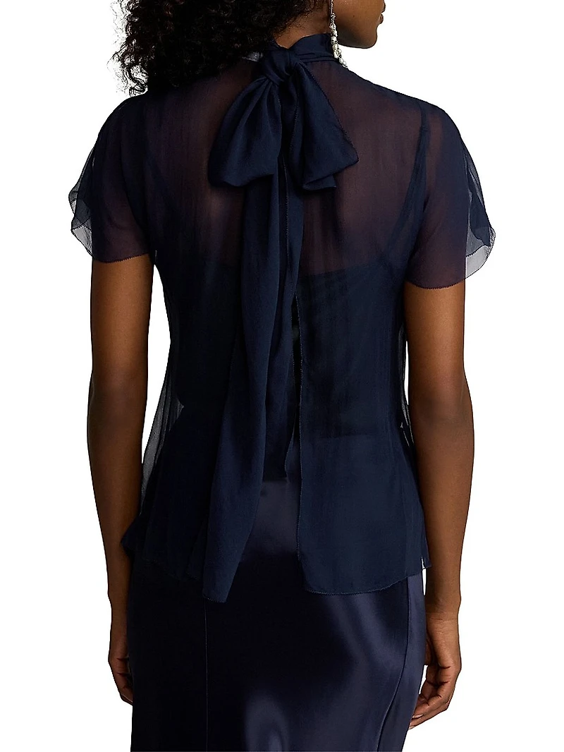 Etta Chiffon Short-Sleeve Blouse