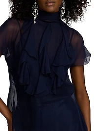 Etta Chiffon Short-Sleeve Blouse