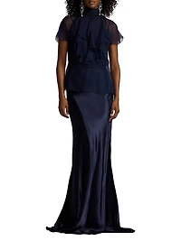Etta Chiffon Short-Sleeve Blouse