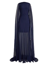 Dylon Silk Chiffon Cape Gown
