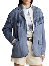 Rennie Suede Fringe-Trim Jacket