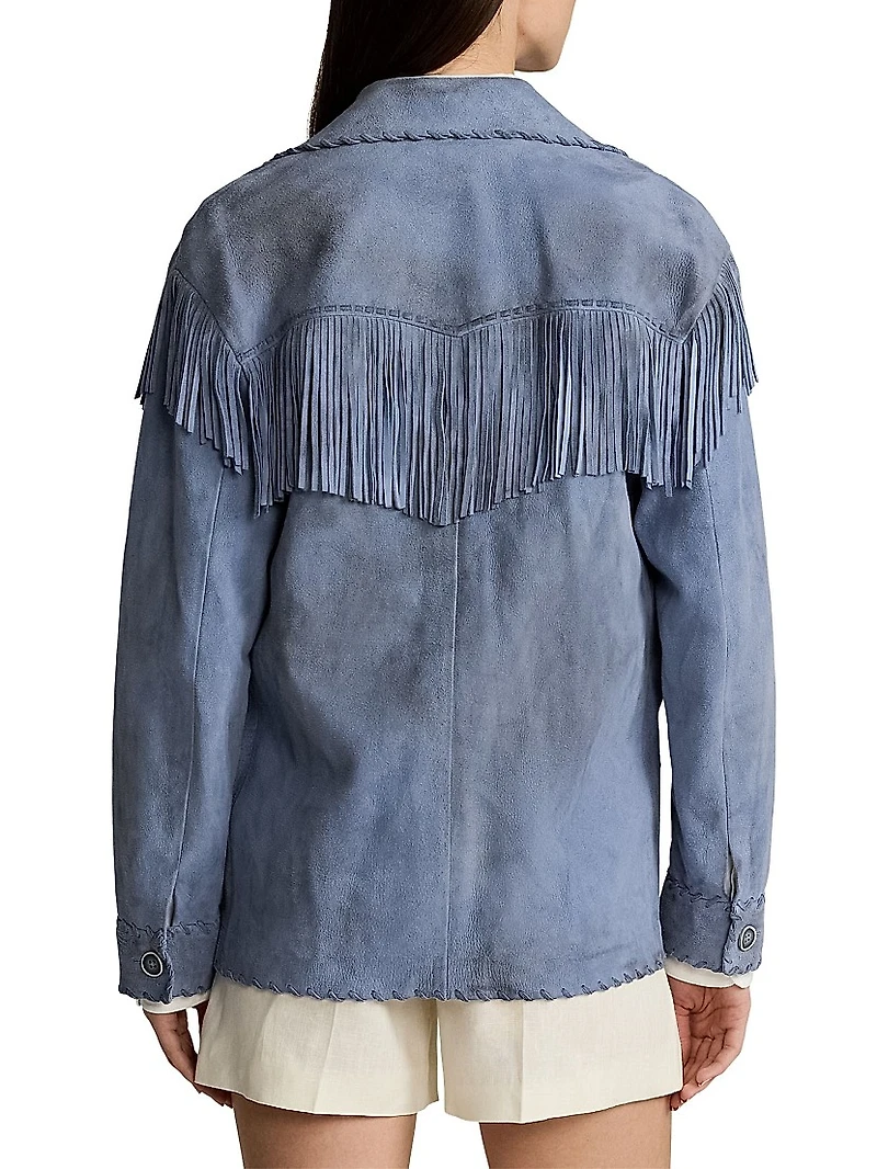 Rennie Suede Fringe-Trim Jacket