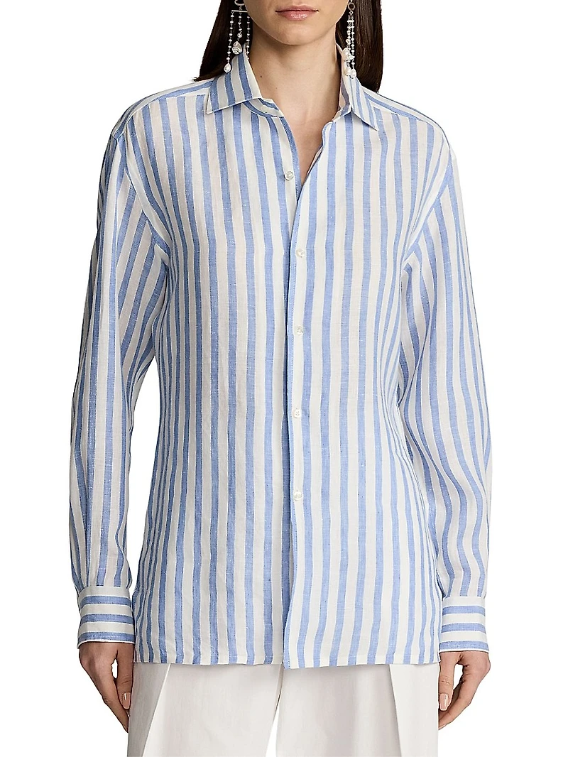 Capri Striped Linen Relaxed-Fit Shirt