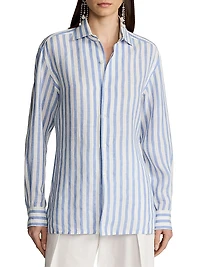 Capri Striped Linen Relaxed-Fit Shirt