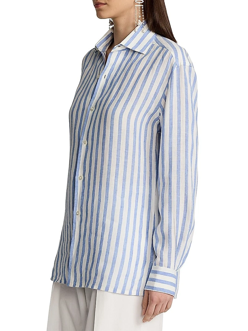 Capri Striped Linen Relaxed-Fit Shirt