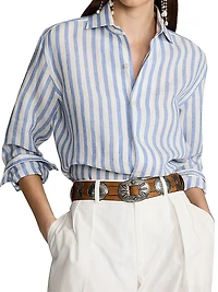 Capri Striped Linen Relaxed-Fit Shirt