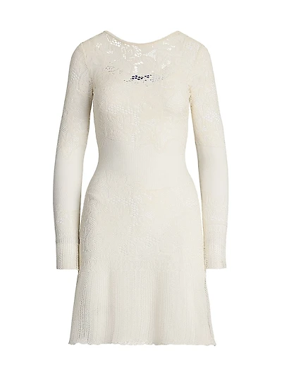 Lace-Trimmed Silk Knit Minidress