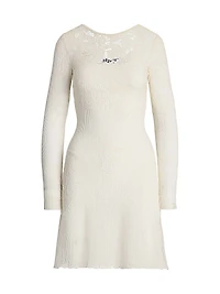 Lace-Trimmed Silk Knit Minidress