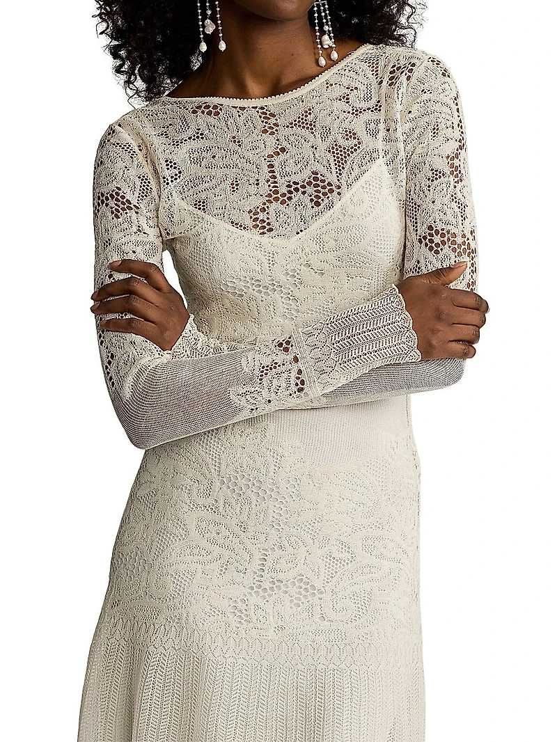 Lace-Trimmed Silk Knit Minidress