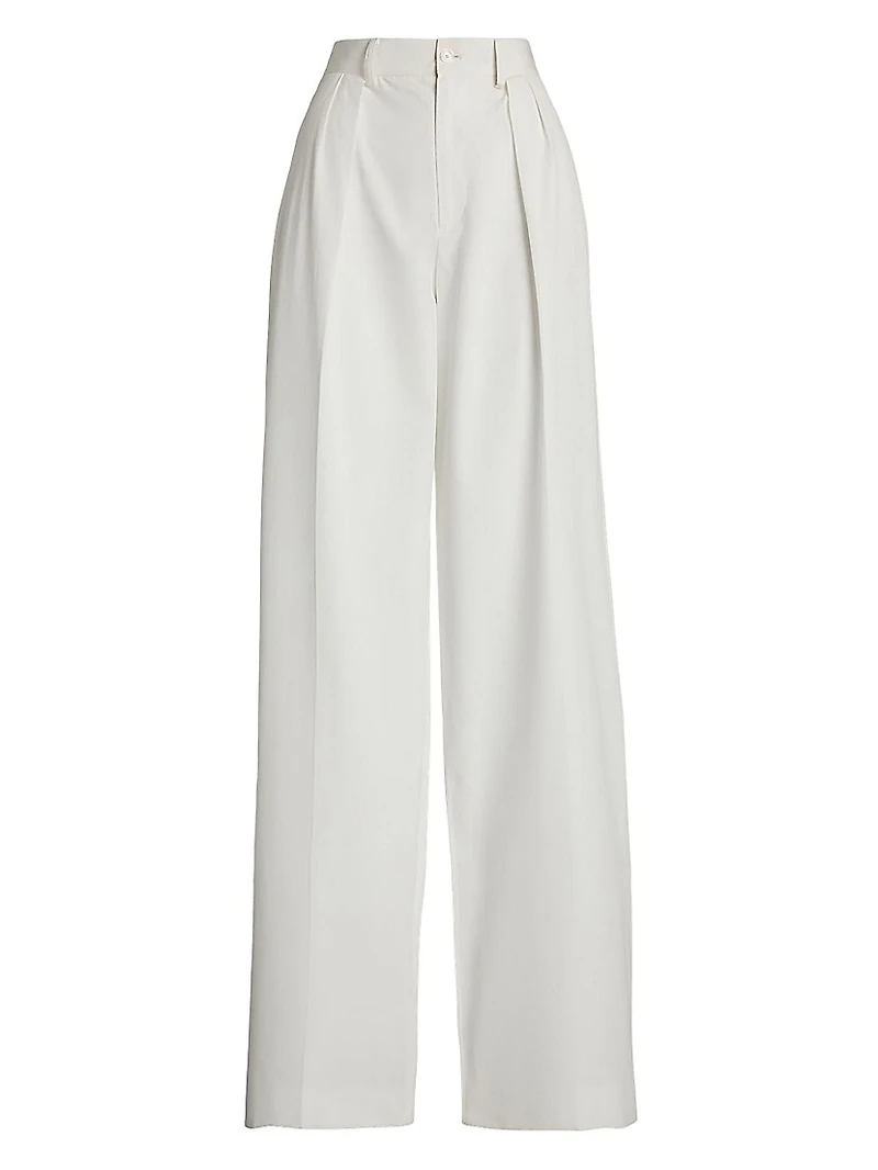 Washed Cotton High-Rise Wide-Leg Pants
