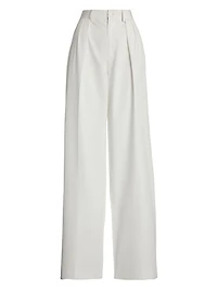 Washed Cotton High-Rise Wide-Leg Pants