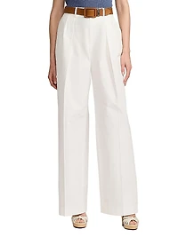Washed Cotton High-Rise Wide-Leg Pants