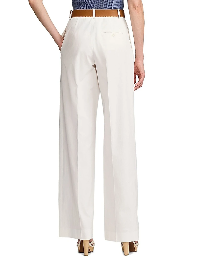 Washed Cotton High-Rise Wide-Leg Pants